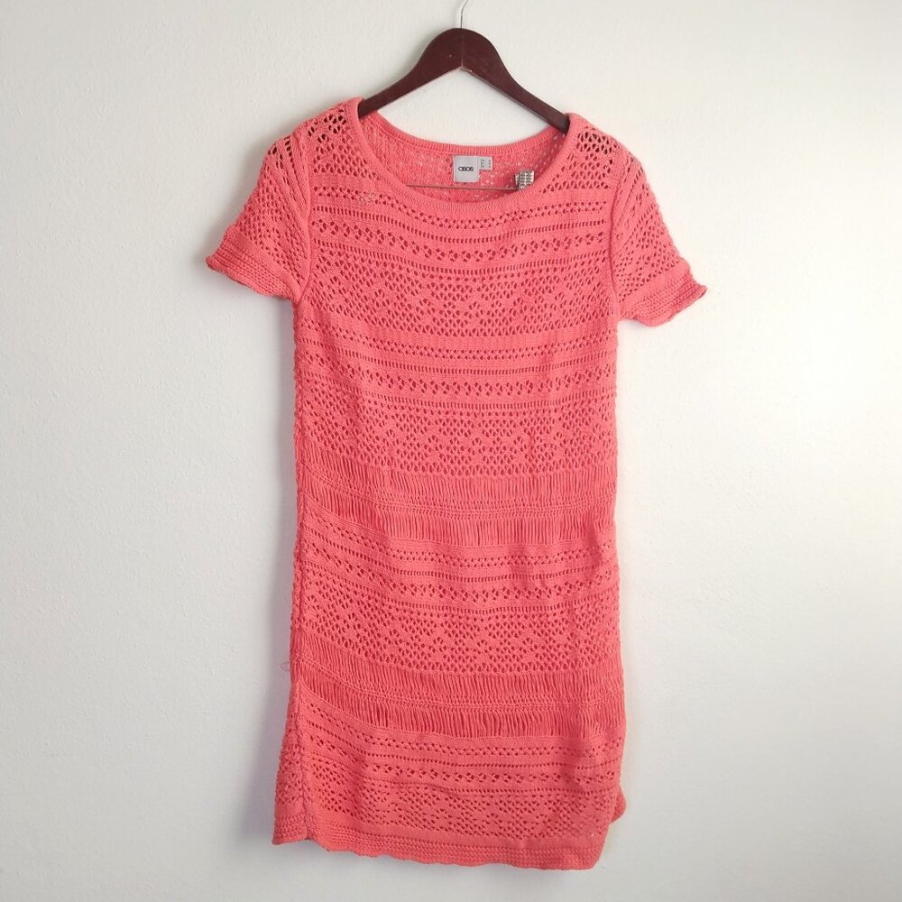 ASOS small salmon crochet dress